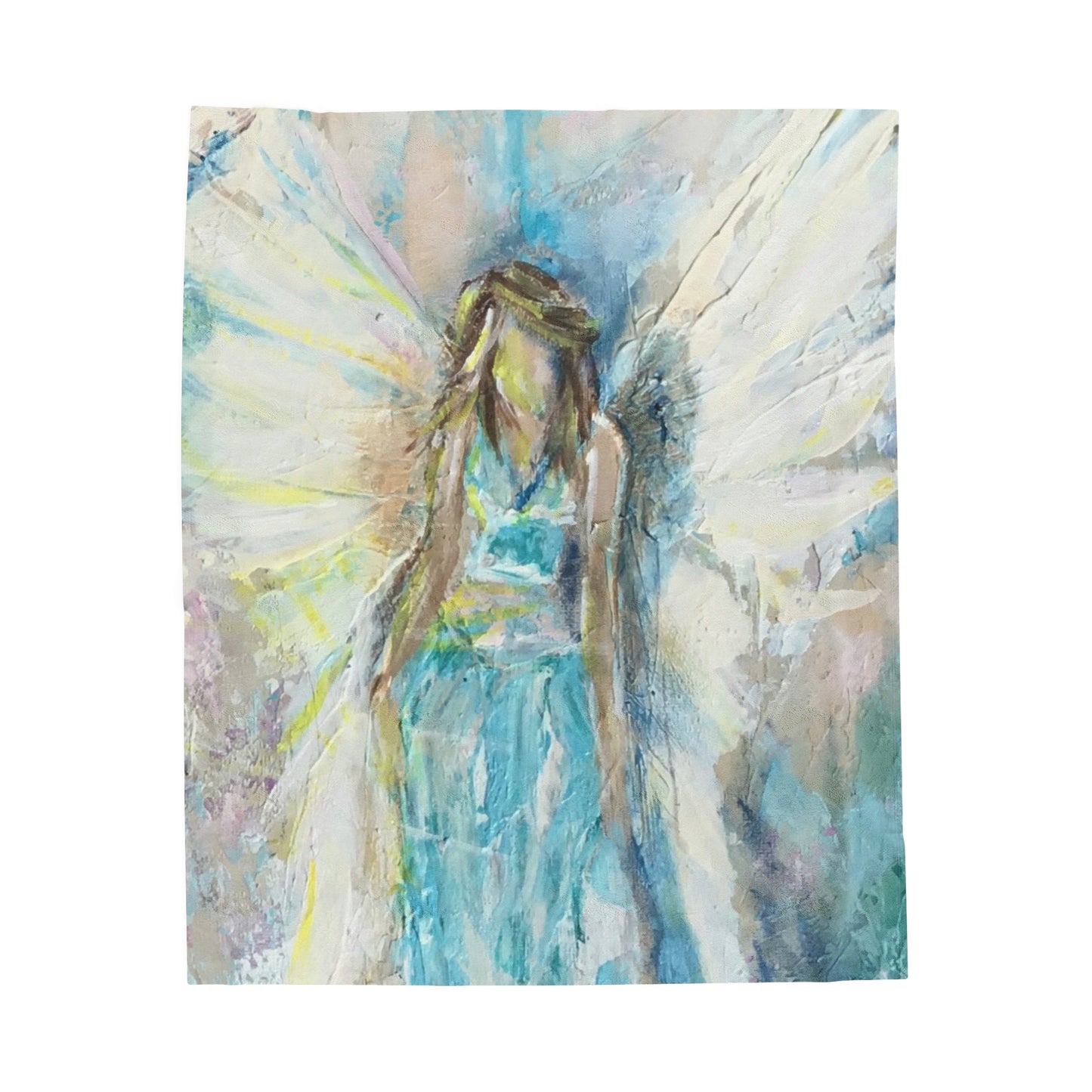 Velveteen Blanket - Teal Blue Angel Wings Design