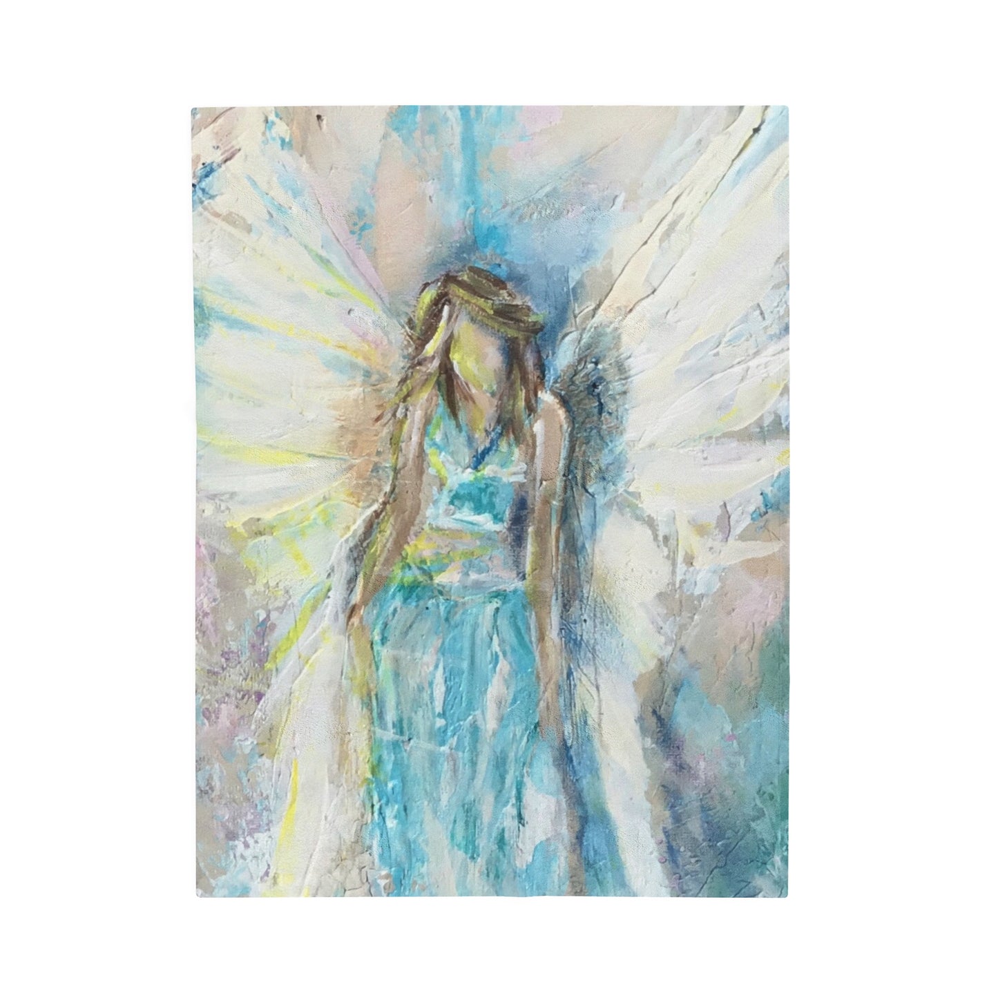 Velveteen Blanket - Teal Blue Angel Wings Design