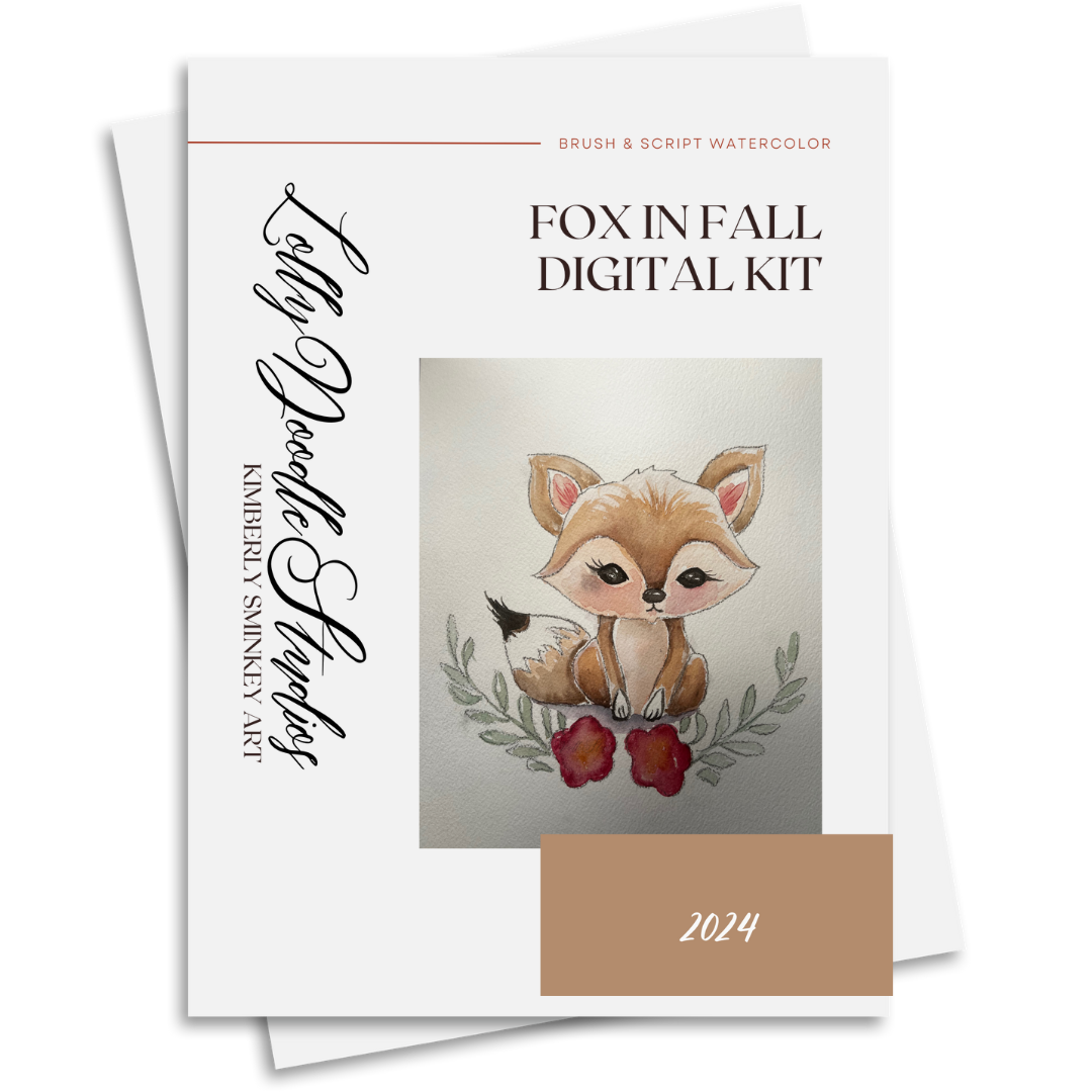 Fox in Fall -  Digital Watercolor KIT Pattern ONLY- Instant Download