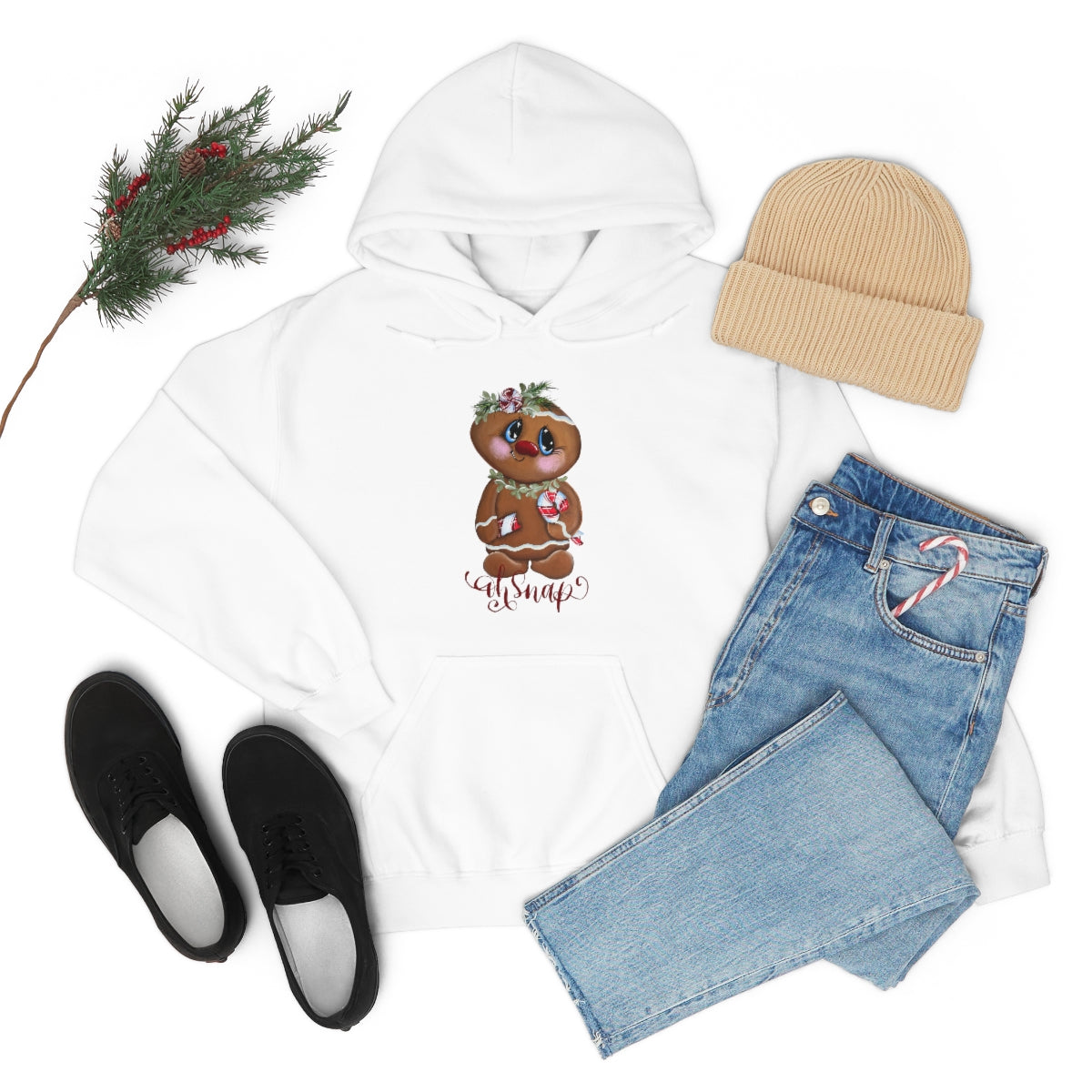 Gingerbread with candy cane Unisex Heavy Blend™ Hooded Sweatshirt