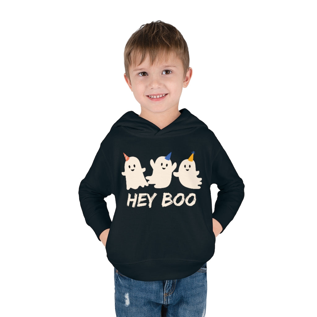 Hey Boo, Halloween Party Ghost Unisex Toddler Pullover Fleece Hoodie