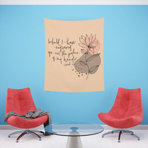 Boho Abstract Botanical Art with Leaves, Hand Lettered Calligraphy, Bible Art, Retro Print, Modern Aesthetic Printed Wall Tapestry
