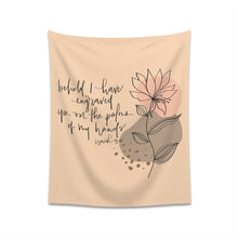 Boho Abstract Botanical Art with Leaves, Hand Lettered Calligraphy, Bible Art, Retro Print, Modern Aesthetic Printed Wall Tapestry