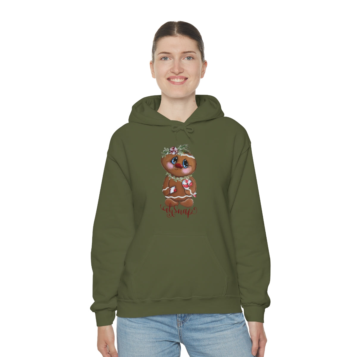 Gingerbread with candy cane Unisex Heavy Blend™ Hooded Sweatshirt