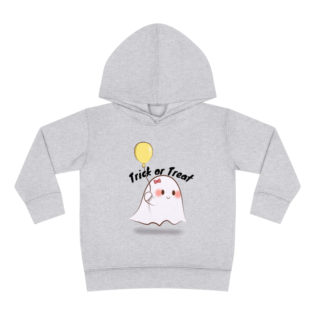 Trick or Treat, Cute Ghost with balloon, Toddler Pullover Fleece Hoodie