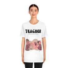 Boho Teacher life, Retro organic shapes and soft colors with leaves, vintage feel, 4K teacher shirt Unisex Jersey Short Sleeve Tee
