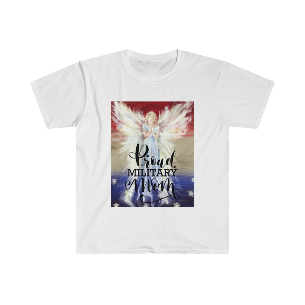 Proud Military Mom Angel - Unisex Softstyle T-Shirt