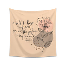 Boho Abstract Botanical Art with Leaves, Hand Lettered Calligraphy, Bible Art, Retro Print, Modern Aesthetic Printed Wall Tapestry