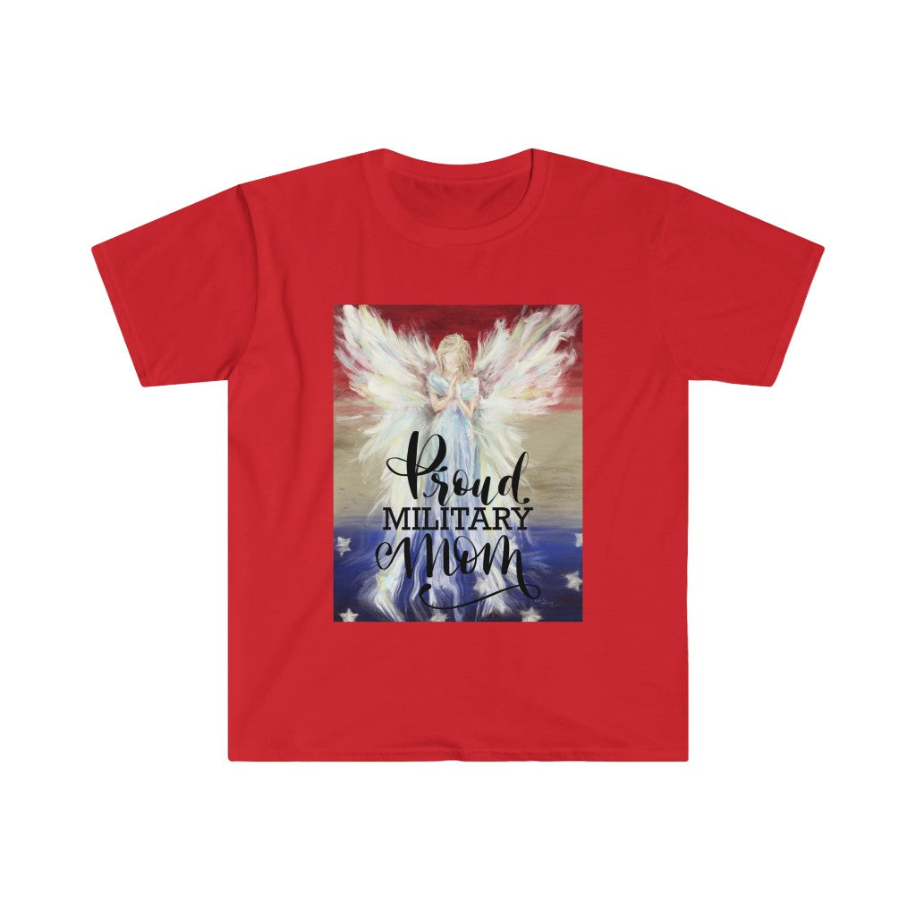 Proud Military Mom Angel - Unisex Softstyle T-Shirt