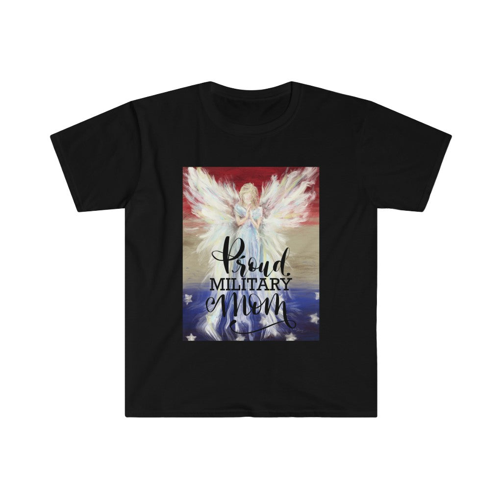 Proud Military Mom Angel - Unisex Softstyle T-Shirt