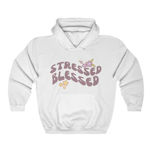 Stressed Blessed Retro Wave Vintage style Hooded Sweatshirt
