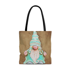 Reusable Tote Bag,  Original artwork Gnome in teal