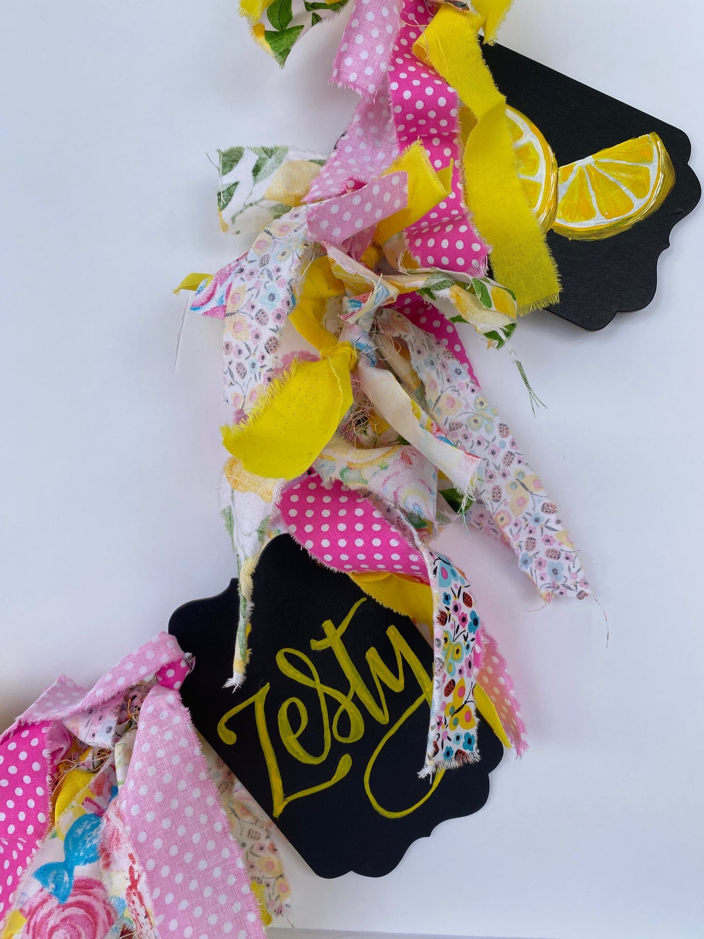 Lemon theme Spring/Summer Rag Fabric Garland - FREE SHIPPING Pink Lemonade