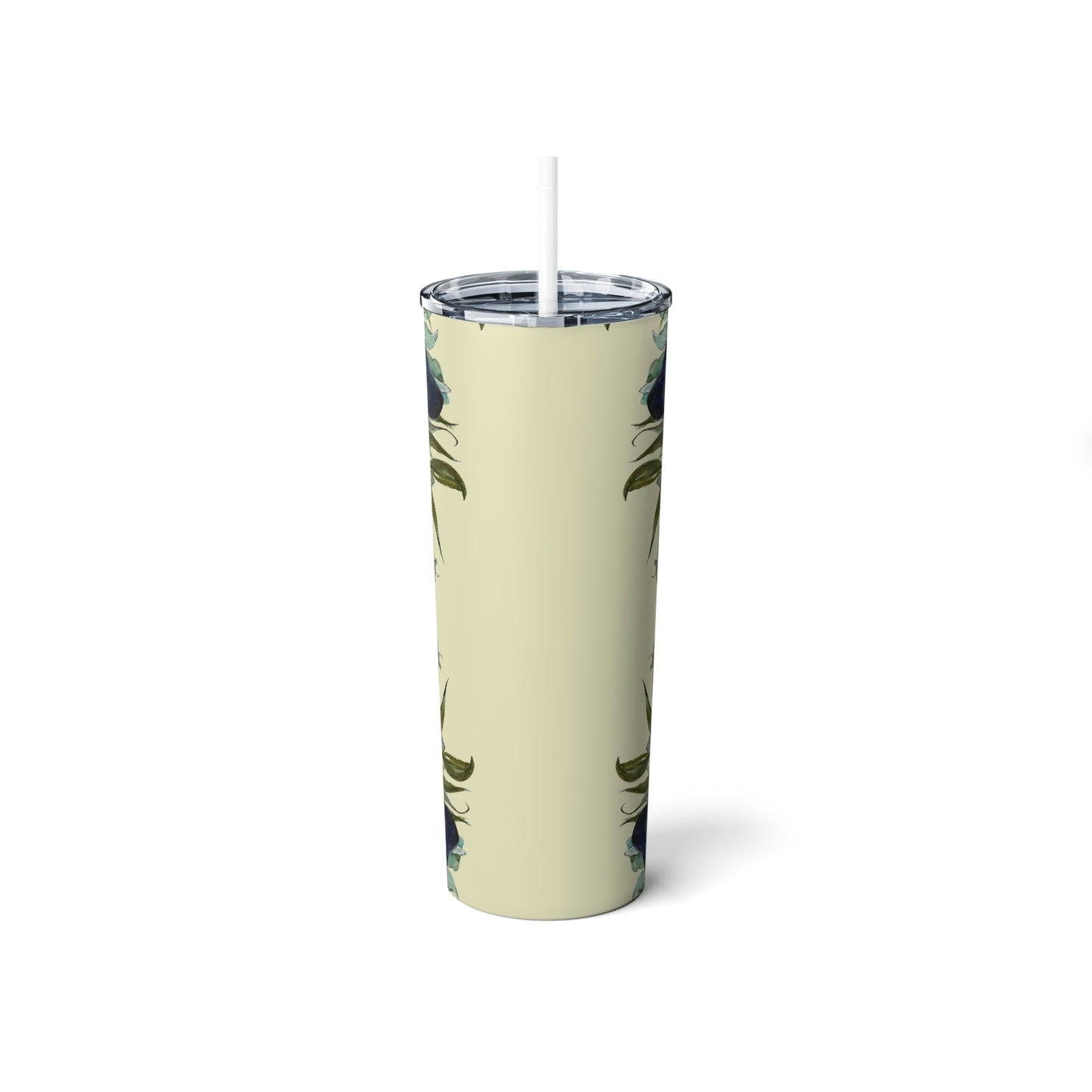 Tropical Blue Butterfly Skinny Steel Tumbler with Straw, 20oz