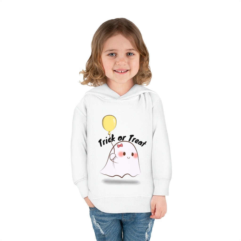 Trick or Treat, Cute Ghost with balloon, Toddler Pullover Fleece Hoodie