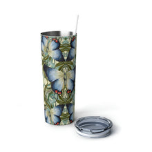 Tropical Blue Butterfly Skinny Steel Tumbler with Straw, 20oz