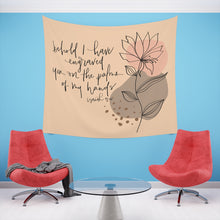 Boho Abstract Botanical Art with Leaves, Hand Lettered Calligraphy, Bible Art, Retro Print, Modern Aesthetic Printed Wall Tapestry