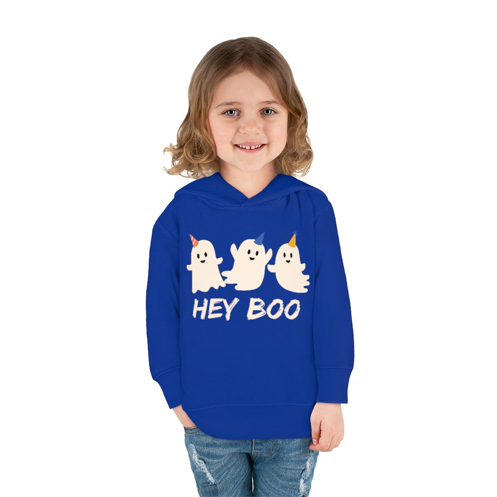 Hey Boo, Halloween Party Ghost Unisex Toddler Pullover Fleece Hoodie