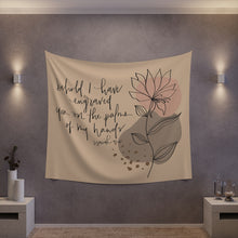 Boho Abstract Botanical Art with Leaves, Hand Lettered Calligraphy, Bible Art, Retro Print, Modern Aesthetic Printed Wall Tapestry