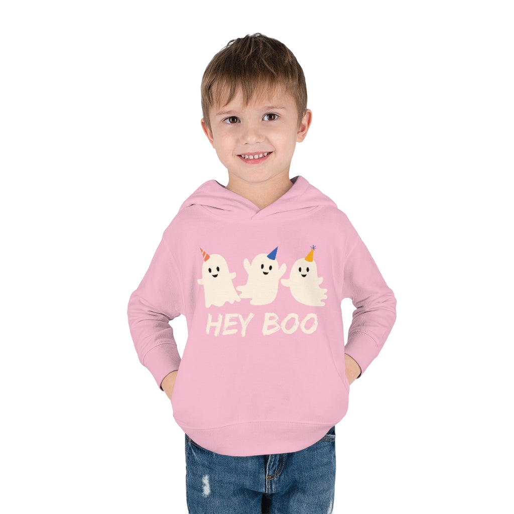 Hey Boo, Halloween Party Ghost Unisex Toddler Pullover Fleece Hoodie