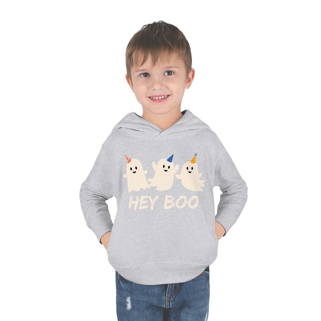 Hey Boo, Halloween Party Ghost Unisex Toddler Pullover Fleece Hoodie