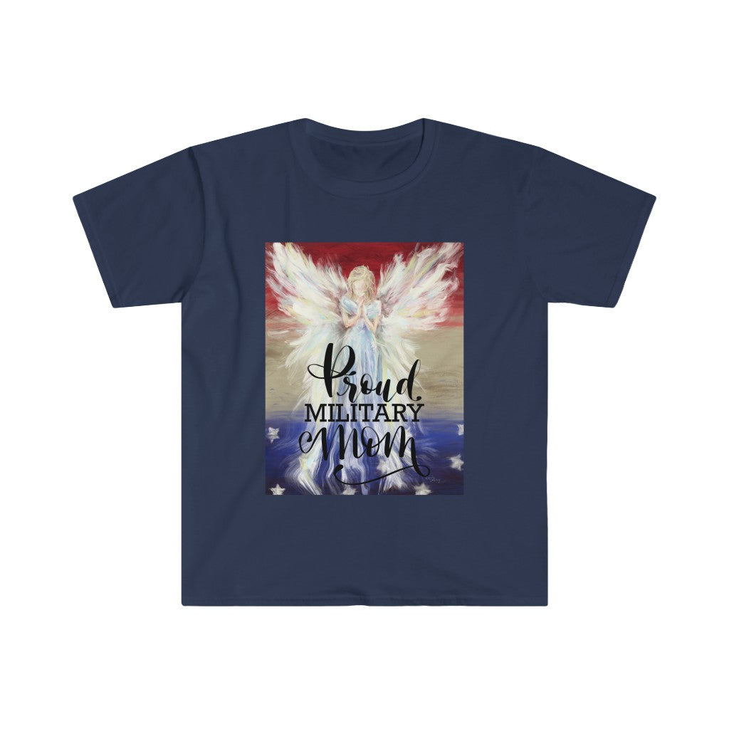 Proud Military Mom Angel - Unisex Softstyle T-Shirt