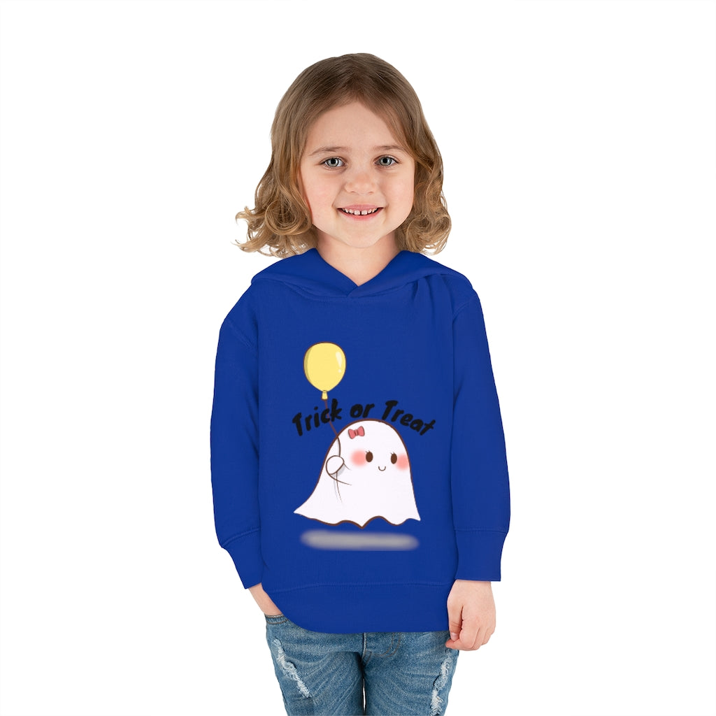 Trick or Treat, Cute Ghost with balloon, Toddler Pullover Fleece Hoodie