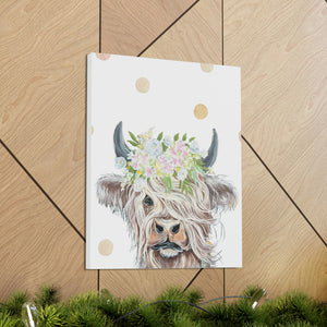 Highland Cow Canvas Gallery wrapped print for Nursery, children’s room, playroom Home Decor wall hanging