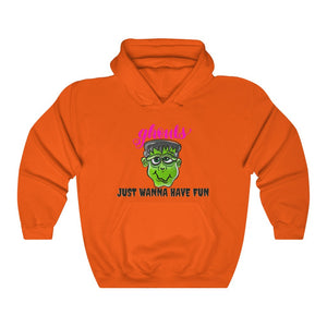 Ghouls just wanna have fun hooded sweatshirt, Halloween monster, Frankenstein hoodie, original hand painted art, apparel, Unisex Heavy Blend™ Hooded Sweatshirt