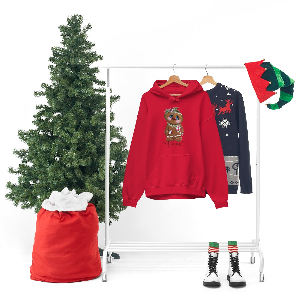 Gingerbread with candy cane Unisex Heavy Blend™ Hooded Sweatshirt