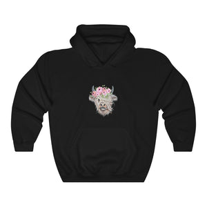 Unisex Heavy Blend™ Hooded Sweatshirt with Buttercup the Highland cow Orignal Artwork