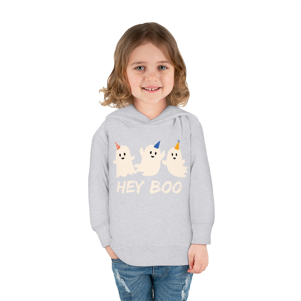 Hey Boo, Halloween Party Ghost Unisex Toddler Pullover Fleece Hoodie