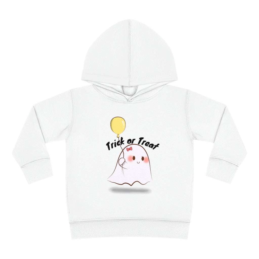 Trick or Treat, Cute Ghost with balloon, Toddler Pullover Fleece Hoodie