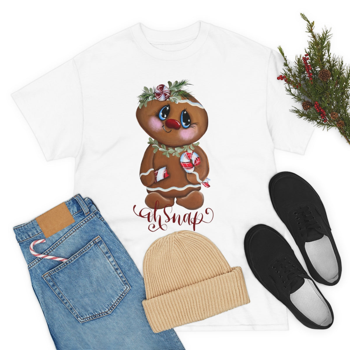 Gingerbread With Candy cake, Original Artwork, Unisex Heavy Cotton Tee