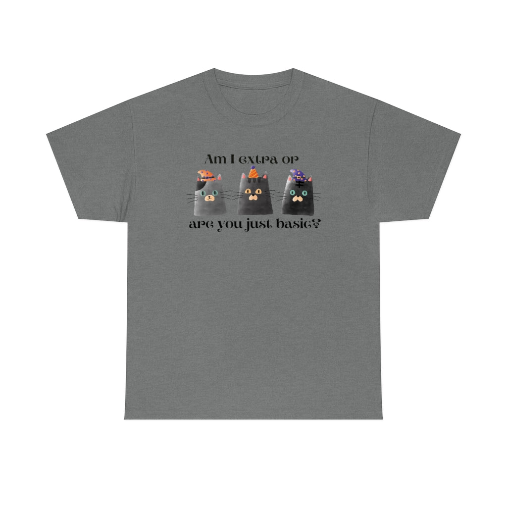 Halloween Cat Trio, Grey Halloween Cats tee, Unisex Heavy Cotton Tee