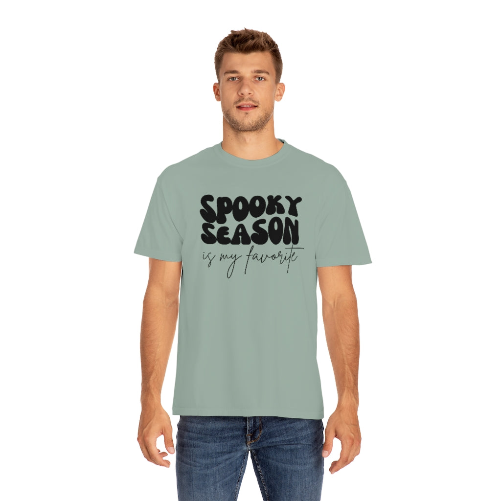 spooky season is my favorite, retro wave lettering, vintage text, spooky season tee, Unisex Garment-Dyed T-shirt