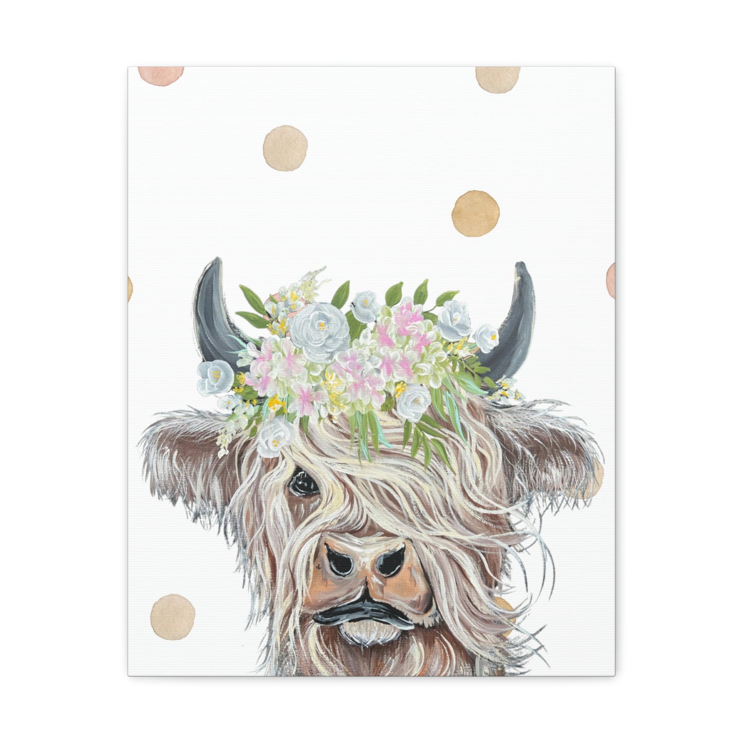 Highland Cow Canvas Gallery wrapped print for Nursery, children’s room, playroom Home Decor wall hanging