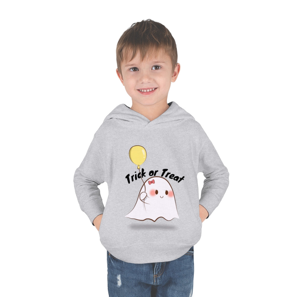 Trick or Treat, Cute Ghost with balloon, Toddler Pullover Fleece Hoodie