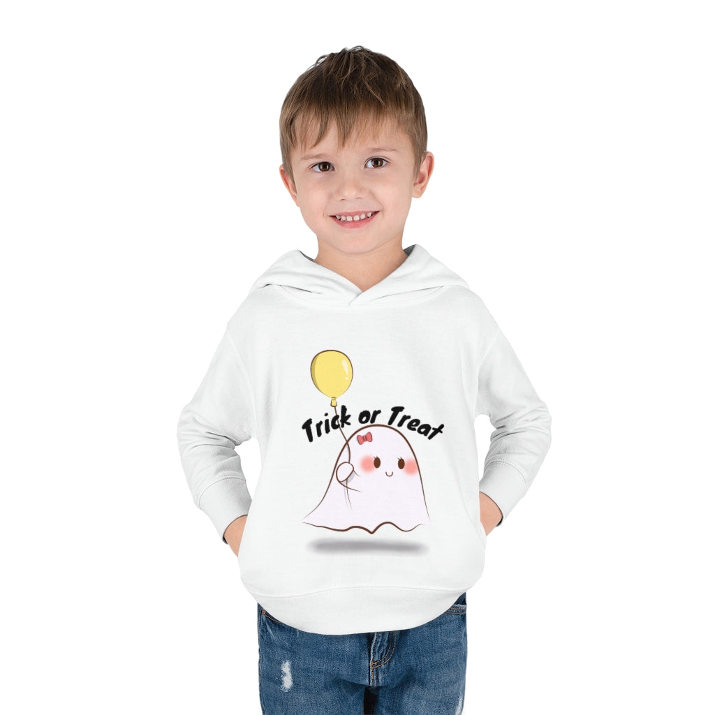 Trick or Treat, Cute Ghost with balloon, Toddler Pullover Fleece Hoodie