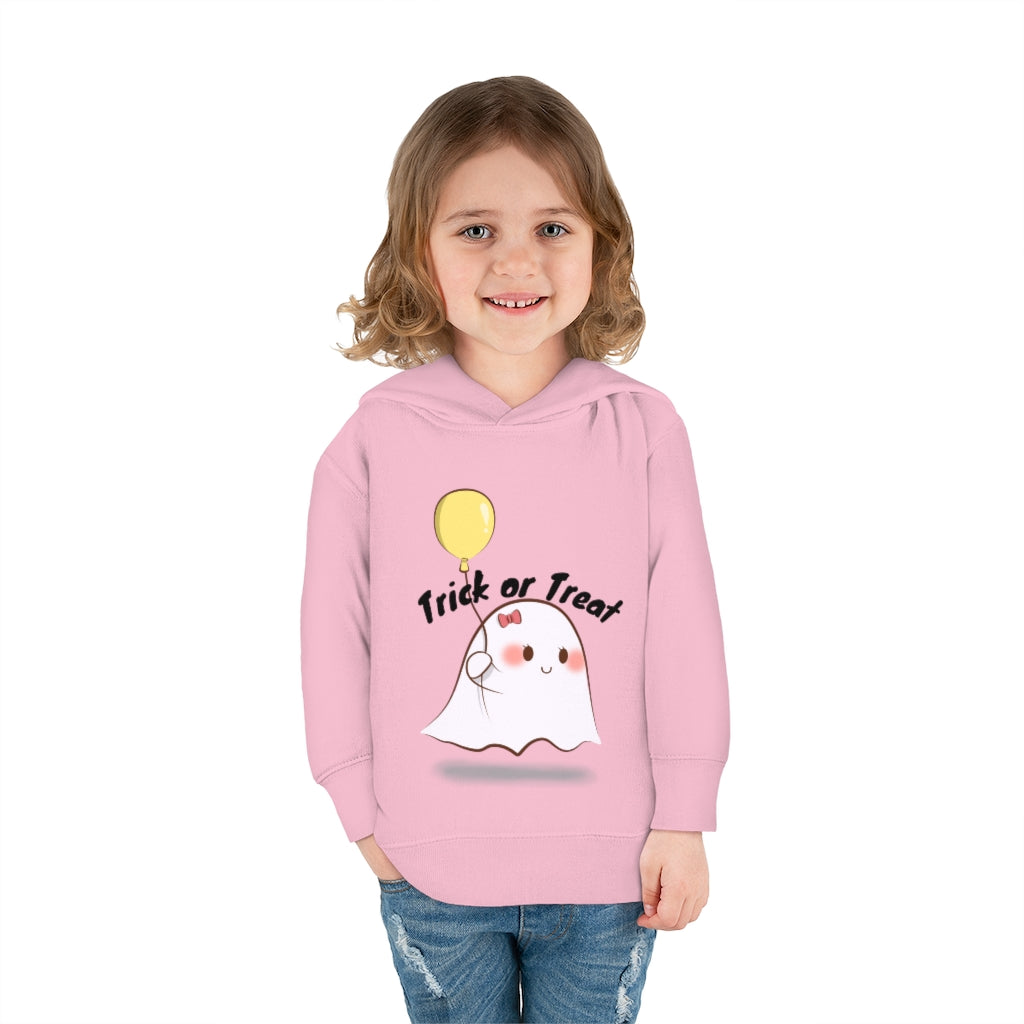 Trick or Treat, Cute Ghost with balloon, Toddler Pullover Fleece Hoodie