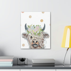 Highland Cow Canvas Gallery wrapped print for Nursery, children’s room, playroom Home Decor wall hanging