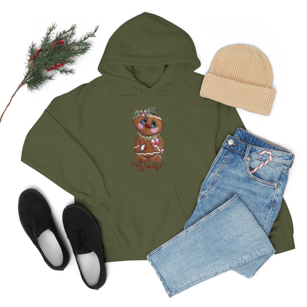 Gingerbread with candy cane Unisex Heavy Blend™ Hooded Sweatshirt