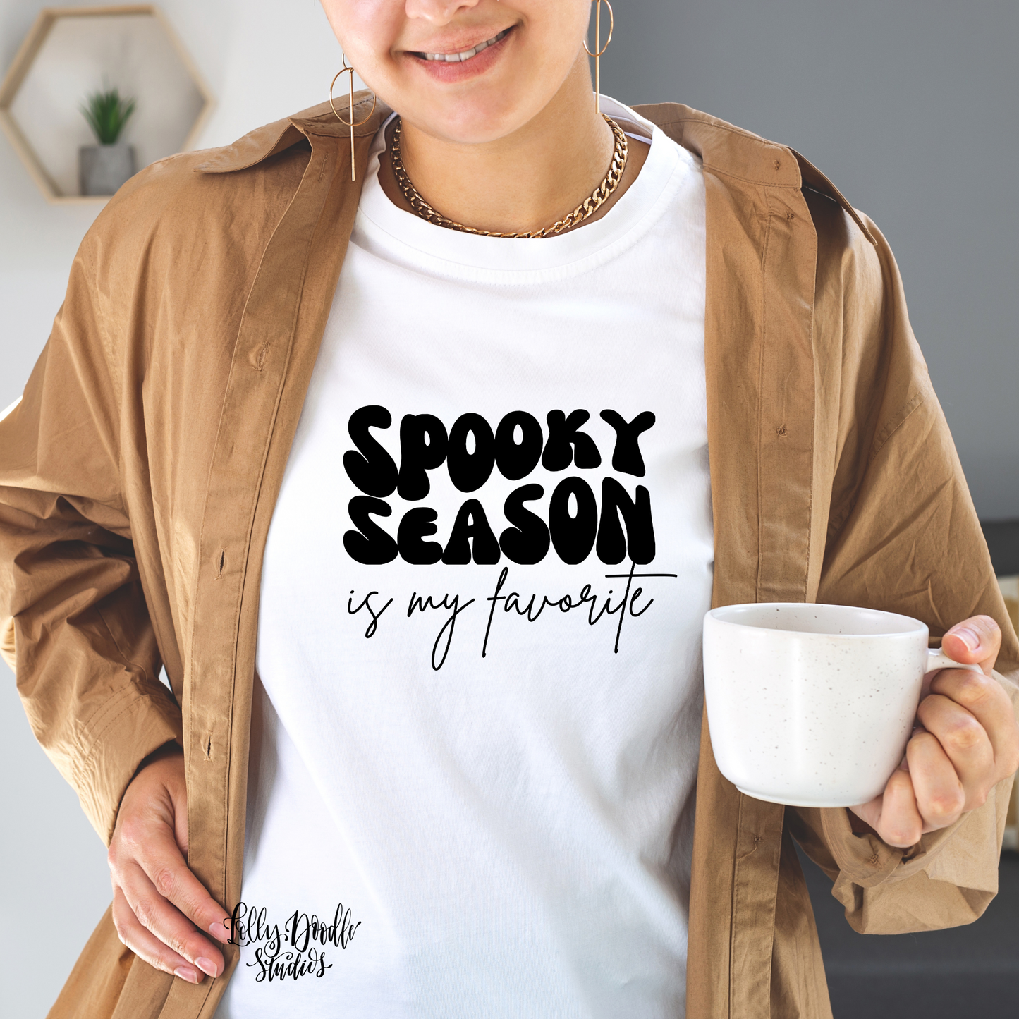 spooky season is my favorite, retro wave lettering, vintage text, spooky season tee, Unisex Garment-Dyed T-shirt