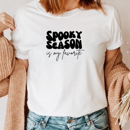 spooky season is my favorite, retro wave lettering, vintage text, spooky season tee, Unisex Garment-Dyed T-shirt