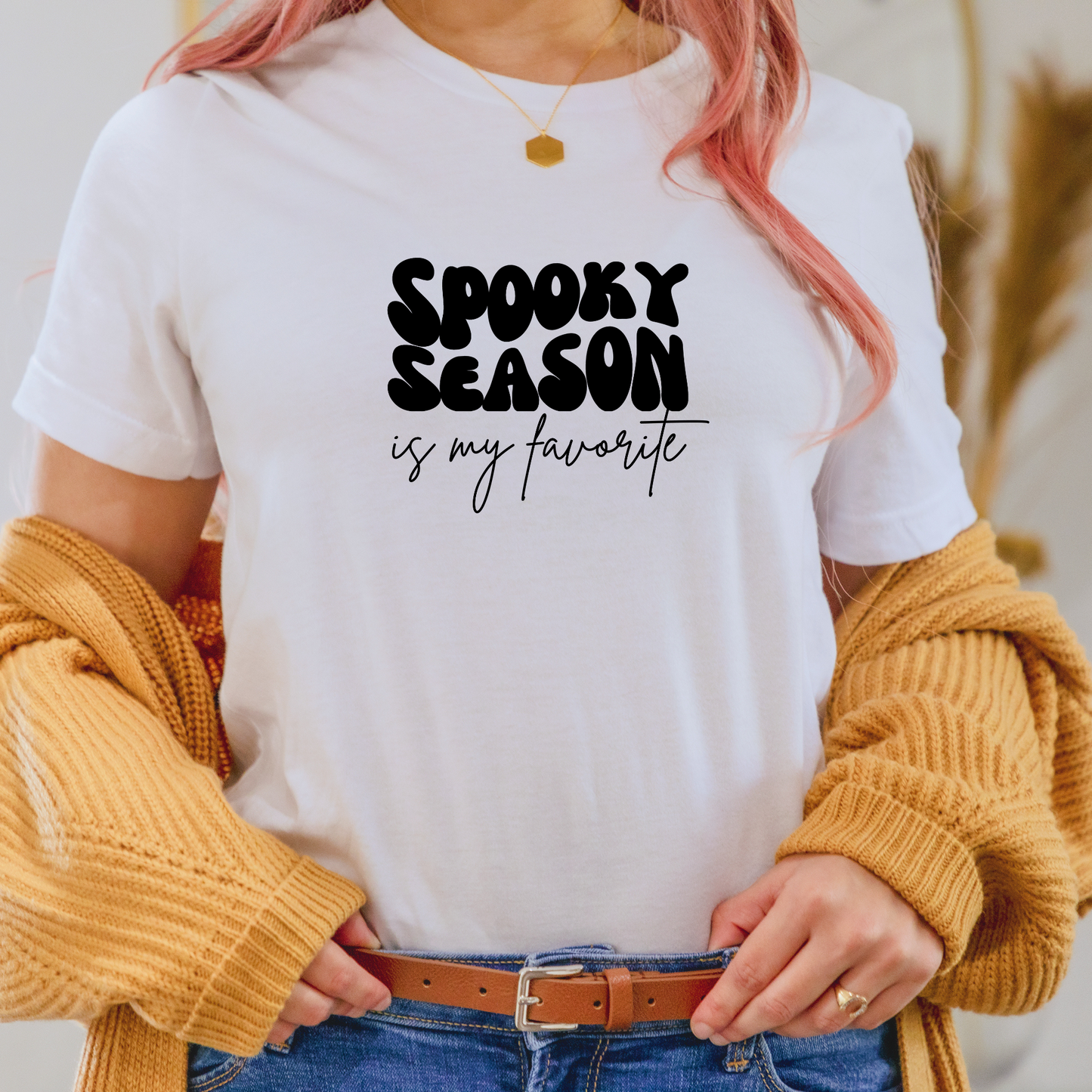 spooky season is my favorite, retro wave lettering, vintage text, spooky season tee, Unisex Garment-Dyed T-shirt